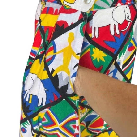 Vintage American Sophisticates 1980s Bold Abstract Geometric Print Midi Skirt S - Picture 8 of 13